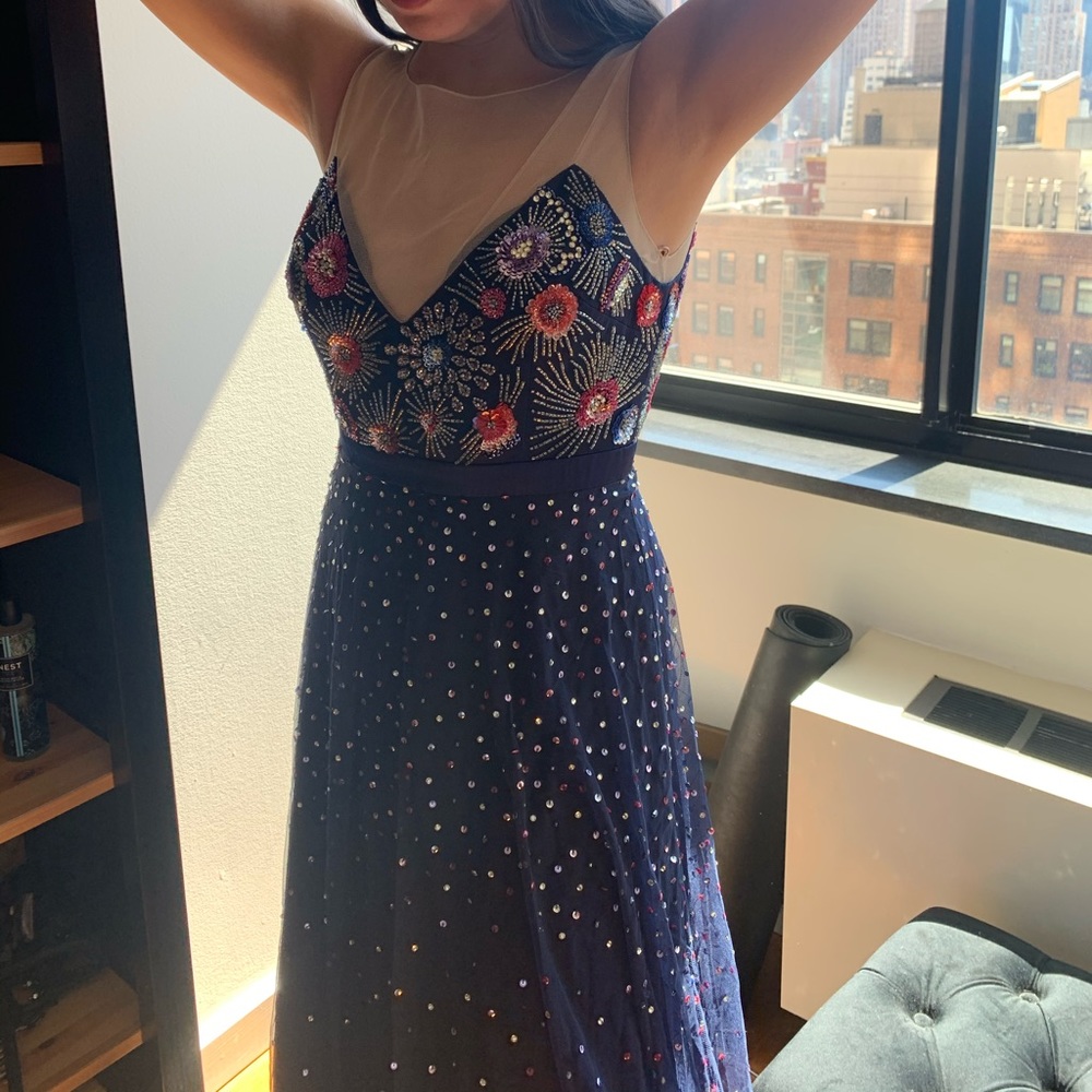 Beautiful beaded navy dress!!
